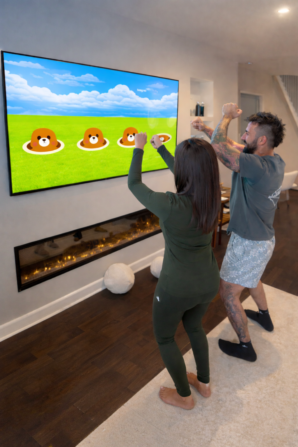 Fun gaming session in the living room