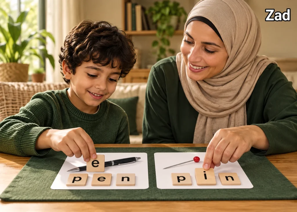 Short Vowels للأطفال، أصوات a e i o u، كلمات الحركات القصيرة، الفرق بين أصوات الحروف المتحركة، تمارين short vowels